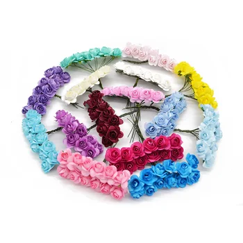 

36Pcs 72Pcs 2cm Mini Artificial Paper Rose Flowers For Wedding Party Decoration DIY Wreath Gift Scrapbooking Craft Fake Flowers