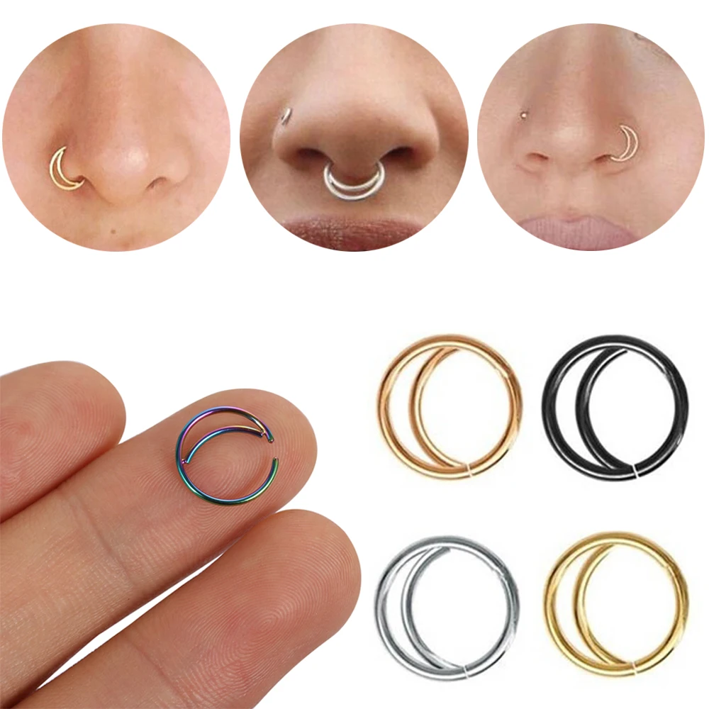 

1Pcs New Arrival Moon Nose Ring Hoop Indian Nose Ring Septum Ring Nose Jewelry Nose Piercing Small Body Jewelry Gifts