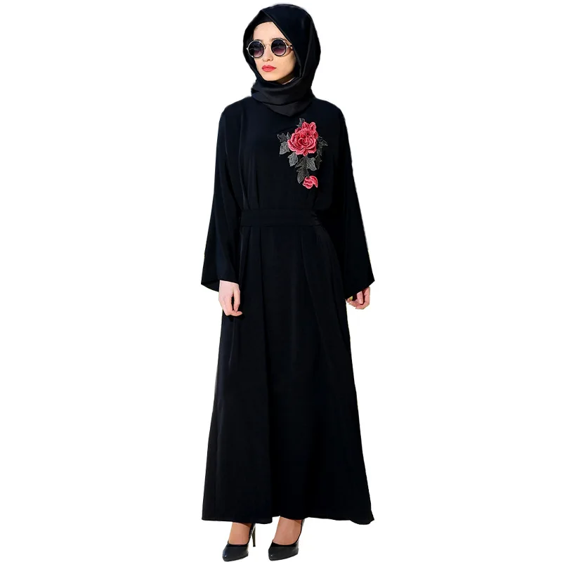 

SiYou Abayas Muslim Dress with Embroidering Flower Islamic Clothing For Women Turkish Malaysian Saudi Dubai Kaftan