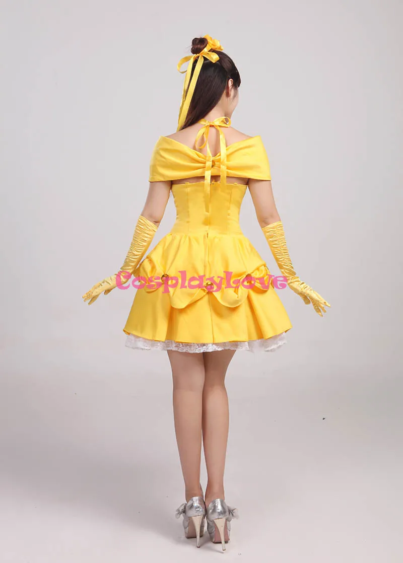 CosplayLove Custom Made Beauty And The Beast Belle Princess Yellow Short Dress Cosplay Costume For Halloween Christmas Party (3)