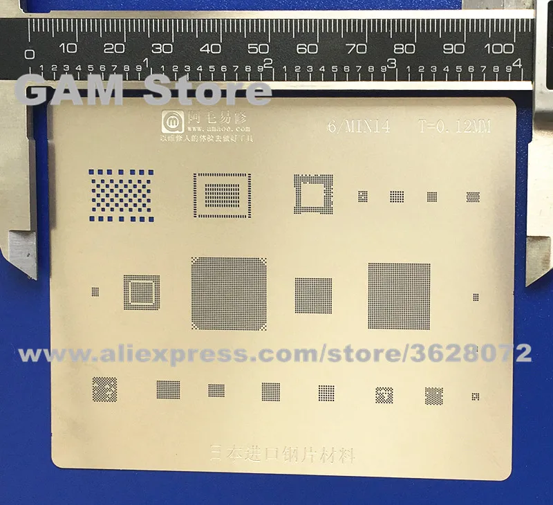 

For iPad 6/mini4 BGA Stencil CPU RAM Wifi Nand flash Power Audio IC Reballing Pin Heating Template 0.12mm Thickness Anti Drum-up