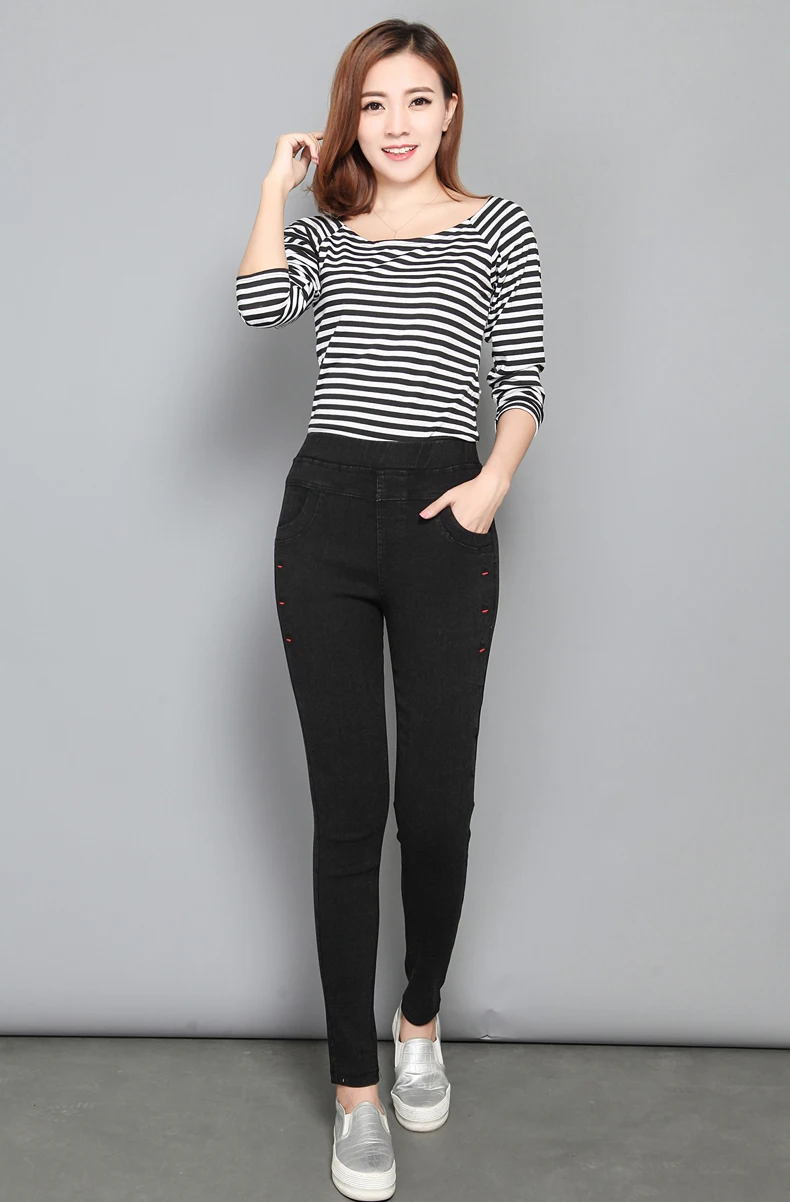 PIus Размер 6XL имитация джинсовых брюк для женщин горячая Распродажа обтягивающие брюки с высокой эластичной талией винтажные женские брюки-карандаш