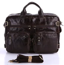 Vintage genuine leather bag men messenger bags cowhide portfolio male bag business men’s briefcase 14″ Laptop handbag #MD-J7026