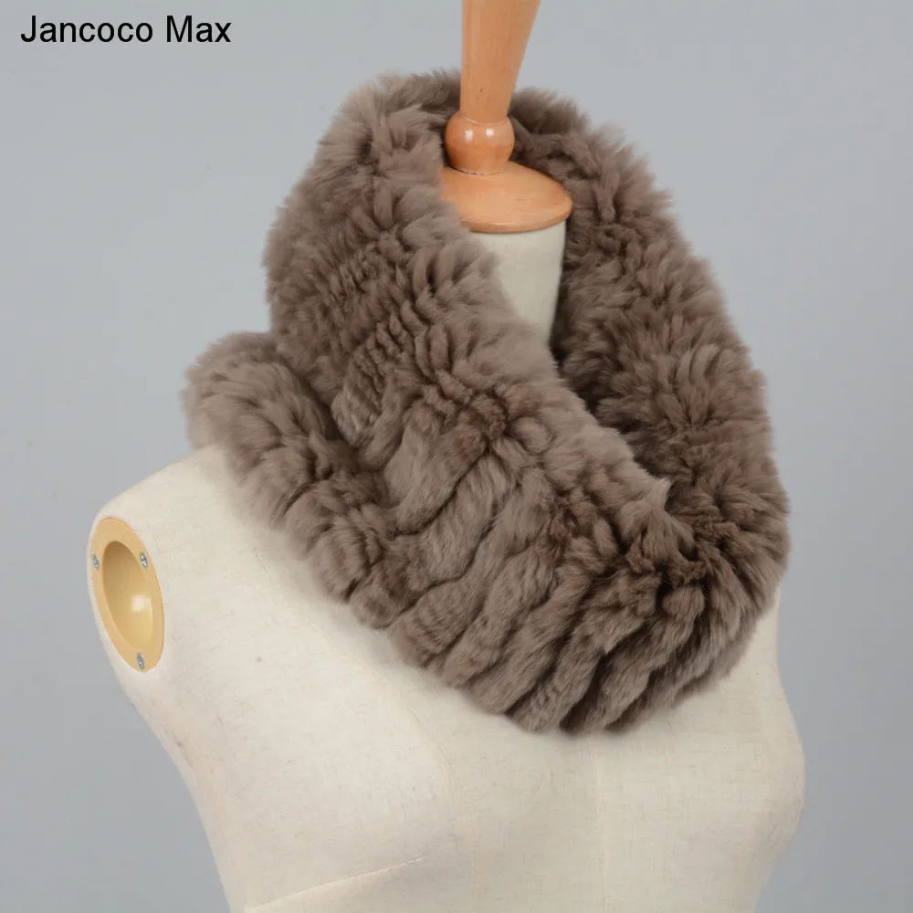 Jancoco Max 2019 новые зимние натуральная кролика рекс шаль женский шейный платок мягкой Одежда высшего качества шарф шеи Теплый S7127