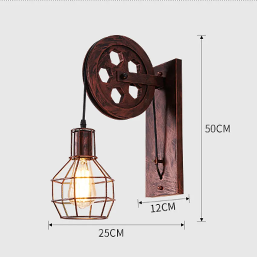 Американский промышленный Лофт ретро настенный светильник Эдисона лампы шкив настенные бра для спальни гостиной столовой коридора