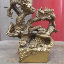 Китайская медная латунная резная статуя фэншуй с двумя Драконами
