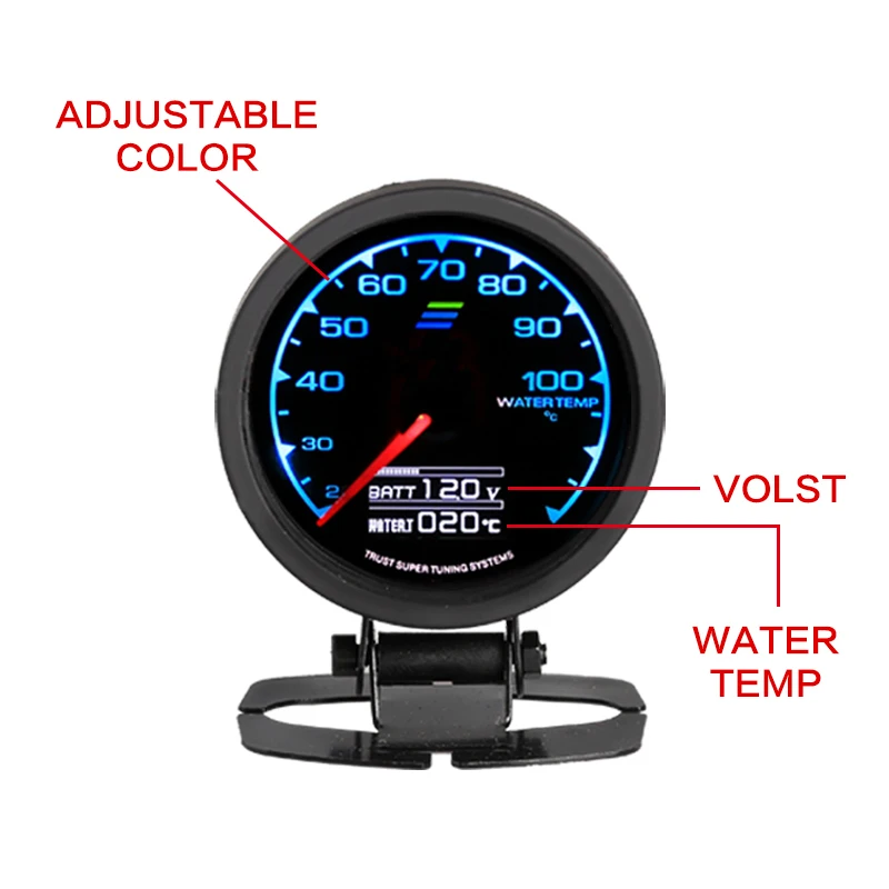 Grd Gauge GReddi датчик температуры воды 7 светлый цветной ЖК-дисплей с измерителем напряжения Спидометр 62 мм 2,5 дюйма с датчиком - Цвет: water temp