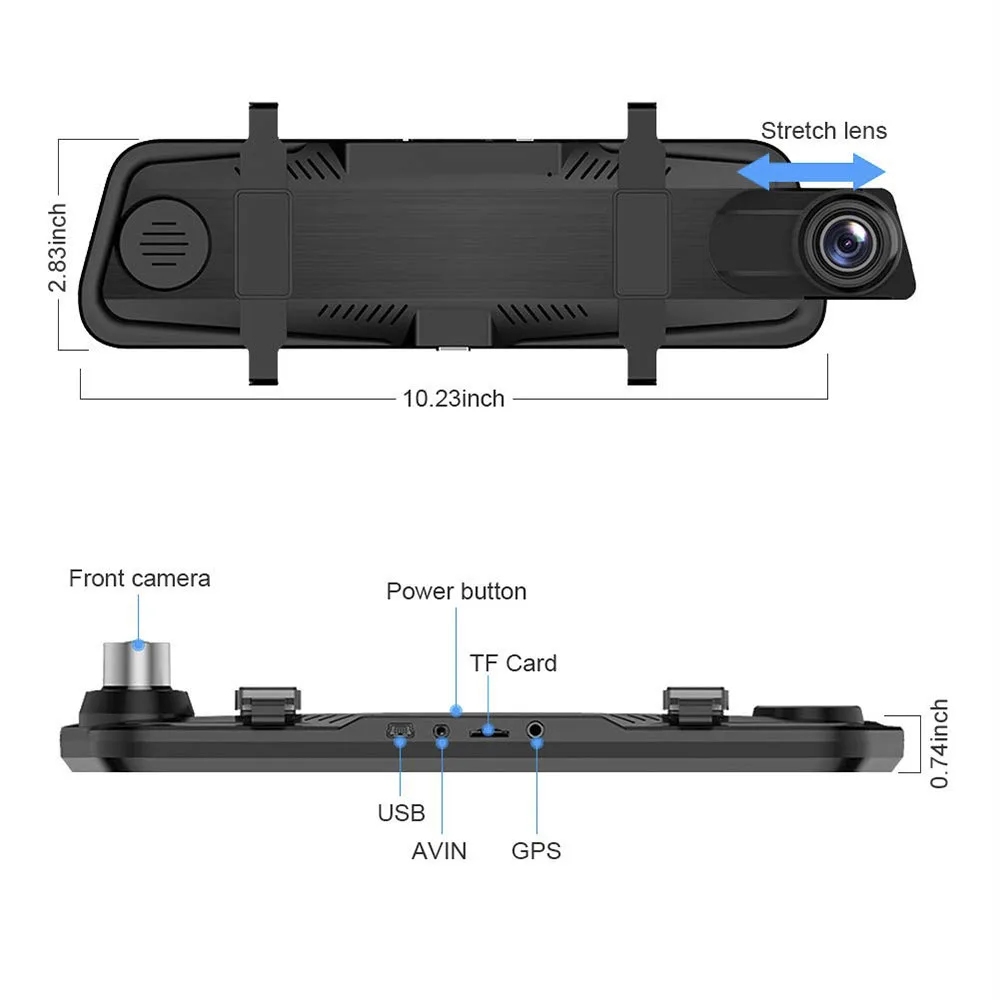 Dash cam 1" СТРИМ медиа Автомобильное зеркало заднего вида DVR зеркало супер ночное видение 1080P Автомобильная камера Две камеры видео рекордер Dash cam