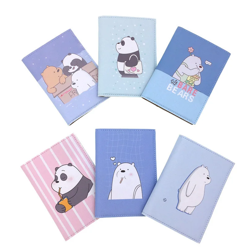 

Cute Bears Blue leather Passport Cover Women Passport holder Brand men card Wallet Covers for Passports Cartoon Passport Case