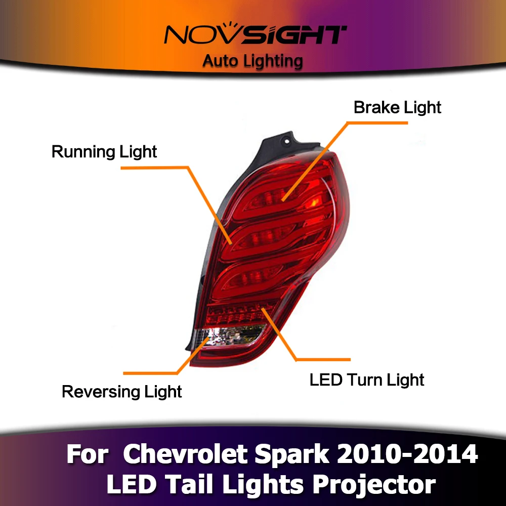 NOVSIGHT 6000K автомобильный Стайлинг Стоп задний Светильник проектор головной светильник DRL противотуманный светильник подходит для Chevrolet Spark 2010