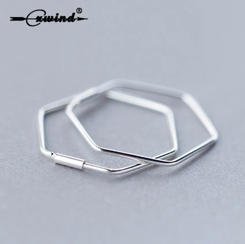 

Cxwind Smooth Big Hexagonal Geometry Hoop Earrings For Women Hexagon Earring Brincos Ear Jewelry Girls Gift