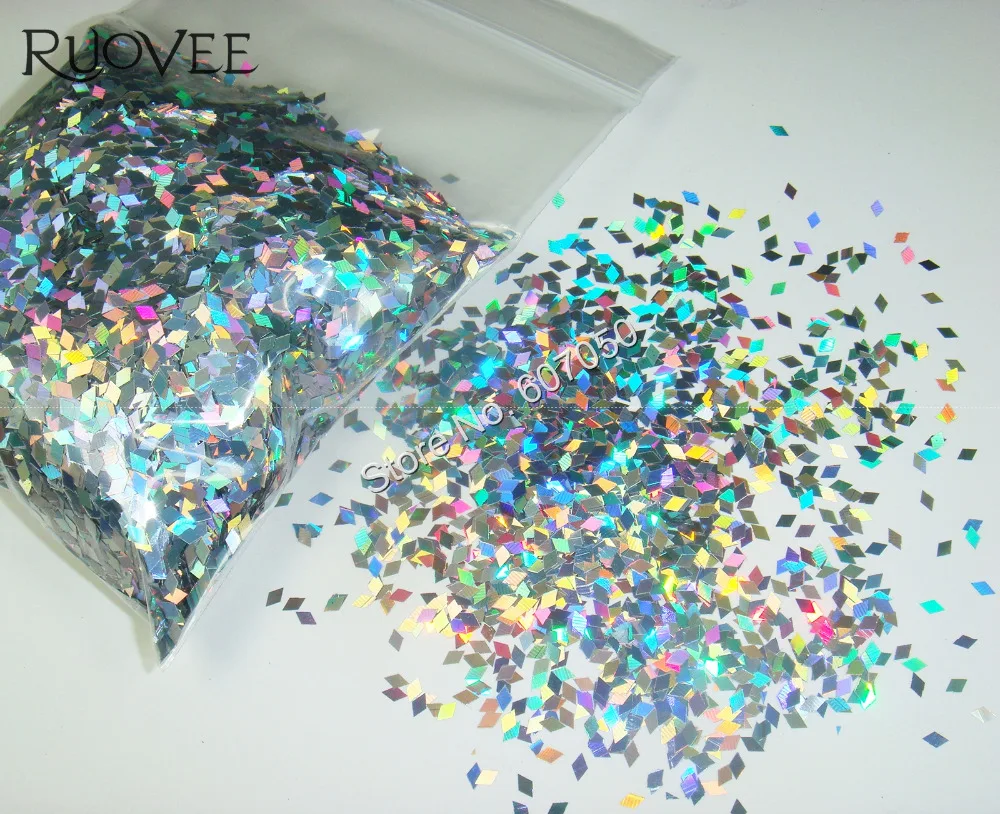 50Gram Laser Holographic Silver 2MM Chunky Rhombus Nail Glitter Diamond-Shape Sequin Paillette Spangle for DIY Manicure Art Deco 6