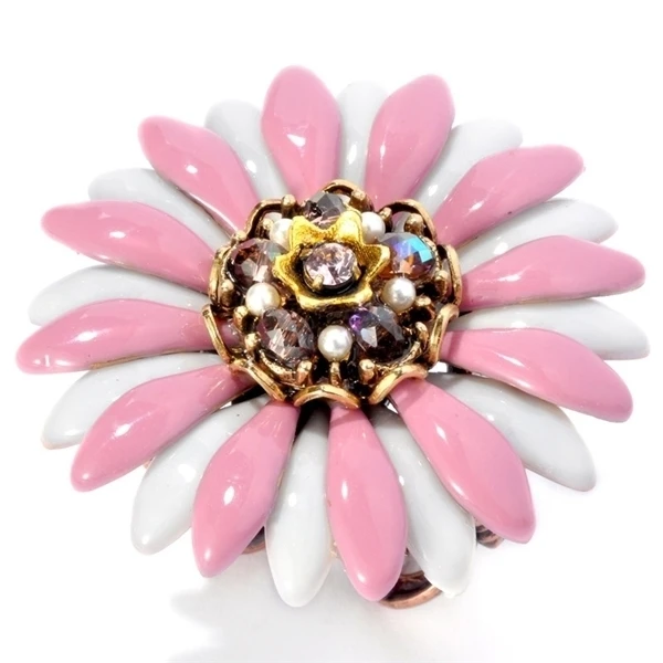 Fantasyard Daisy Crystal Ring - Pink & White - One Size