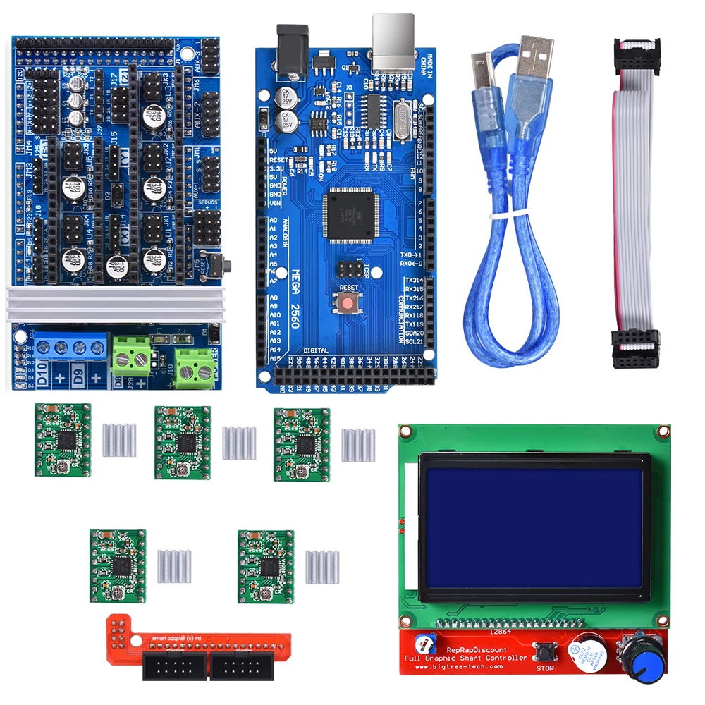 Ramps 1,6 плата обновленная база на Ramps 1,4 1,5+ Mega 2560+ 12864 ЖК-дисплей+ A4988/TMC2130 Драйвер шагового двигателя запчасти для 3D-принтера