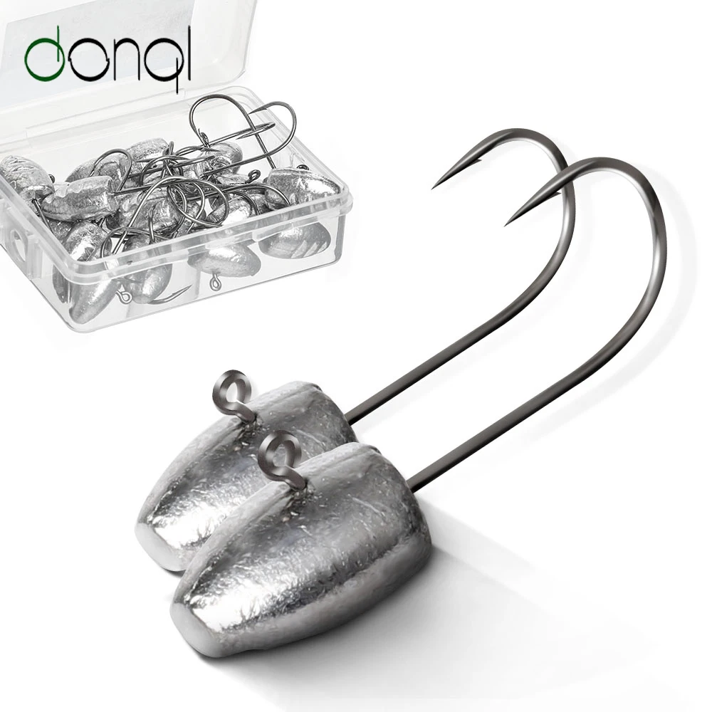 

DONQL 20pcs/ Set Fishing Hooks Jig Head Fishhook for Soft Lure Bait 3g 5g 7g 10g Carp Barbed Single Lead Head Hooks Accessories