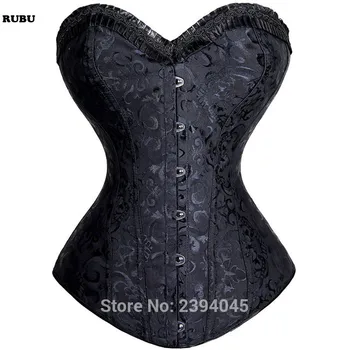 

Sexy Lace up Dobby Boned Overbust Corset Bustier Top Waist Cincher Shaper Corsetlet Slimming Gothic Plus Size S-6XL Body