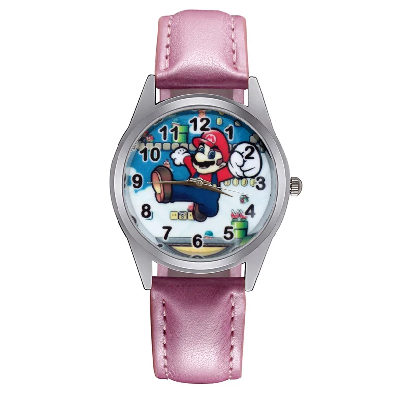 

Cartoon Mermaid SpongeBob Mickey Mario girl styles Children's Watches Kids Student girls Quartz Leather strap Wrist Watch