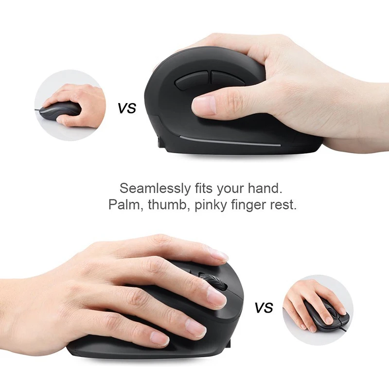 

Hot Wireless USB Charging Vertical Mouse Ergonomic 6 Buttons Adjustable DPI Micro Built-in Li-Lion Battery Wrist Healing Mice
