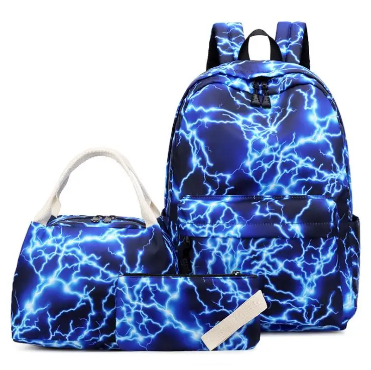 

Hot 2019 new cross-border nylon backpack fashion star print backpack junior high school student bag three-piece bag