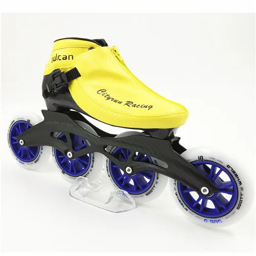 Профессиональная обувь для катания на коньках Новое поступление для мужчин/женщин роликовые коньки 4 100 мм колеса для взрослых/детей скоростные коньки карбоновая рама - Цвет: blue wheels