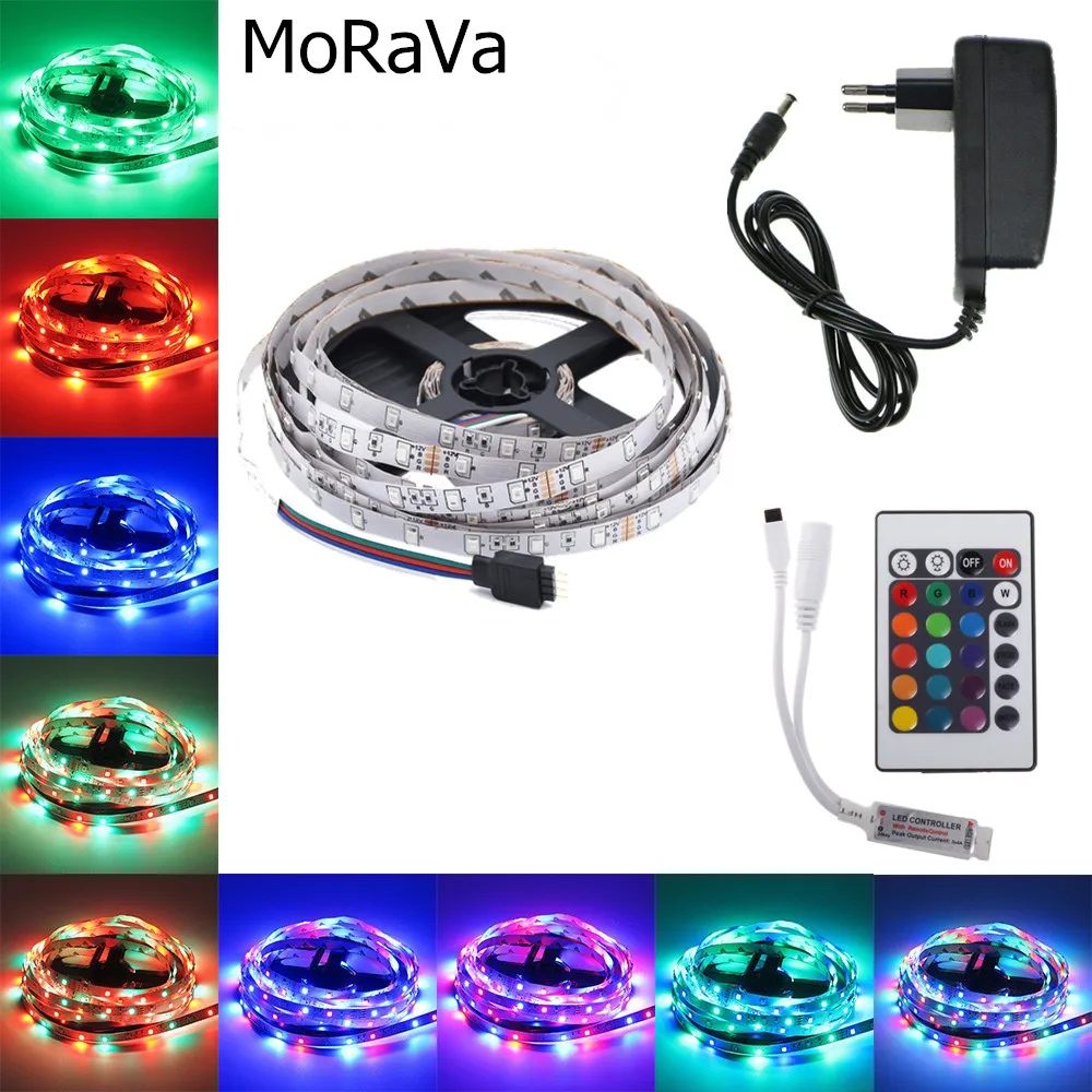 5 м 10 м Светодиодная лента SMD 2835 5050 12 В не водонепроницаемая гибкая RGB лента веревка струнная лампа+ 24key WiFi контроллер+ Мощность