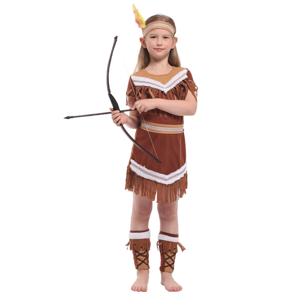 

Indian Prince Hunter Costume Girls Pocahontas Costume Girls Stage Performance Costume Dress