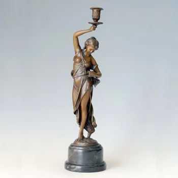 

ATLIE BRONZES Europe style classical woman figurine candlestick bronze statue wedding decoration candleholder sculpture