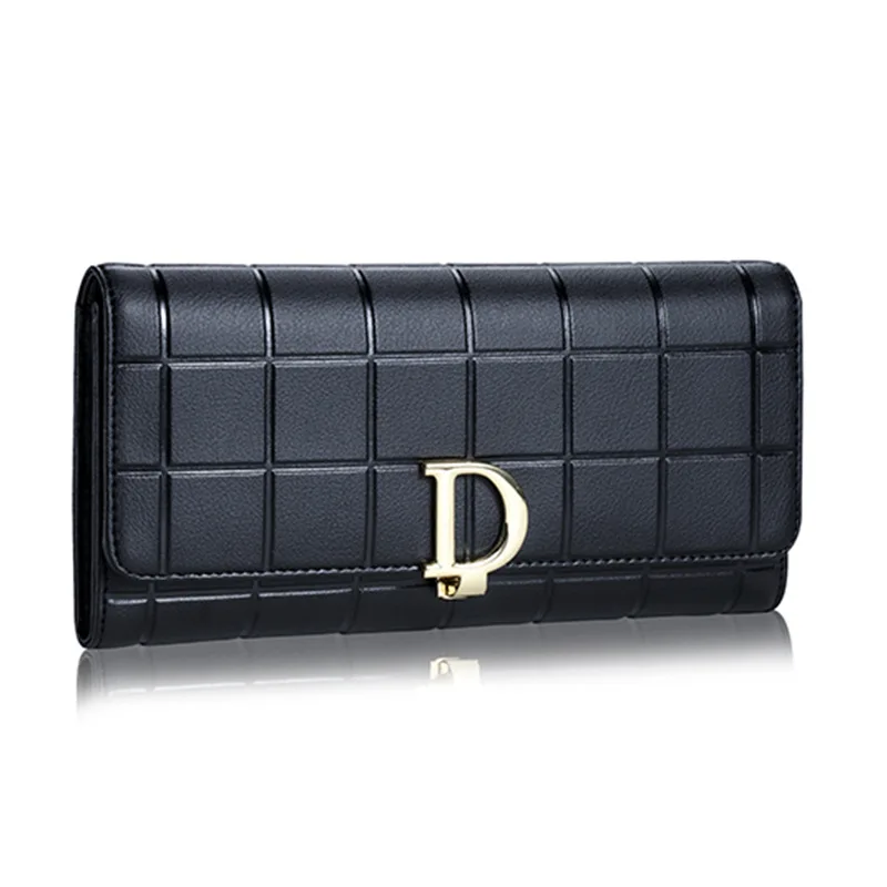 

Europe and the United States ladies leather wallet buckle purse long clutch bag manufacturers selling leather D buckle wallet