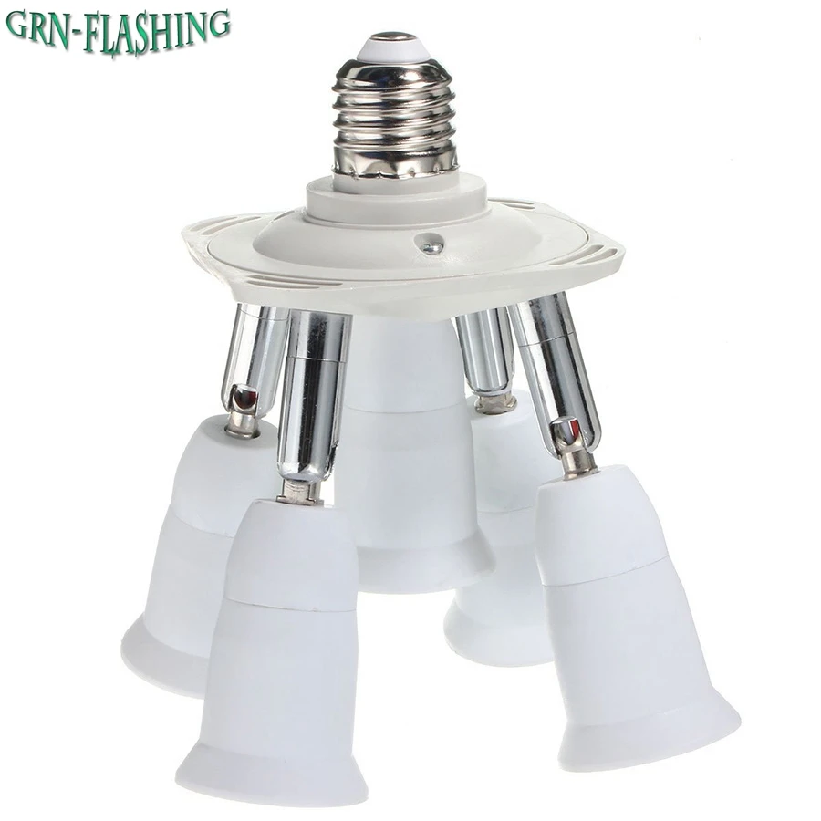 

360 Degrees Adjustable E27 5 in 1 Lamp Holder Converter Socket Adapter E27 Light Lamp Bulb Splitter for Standard LED Bulbs