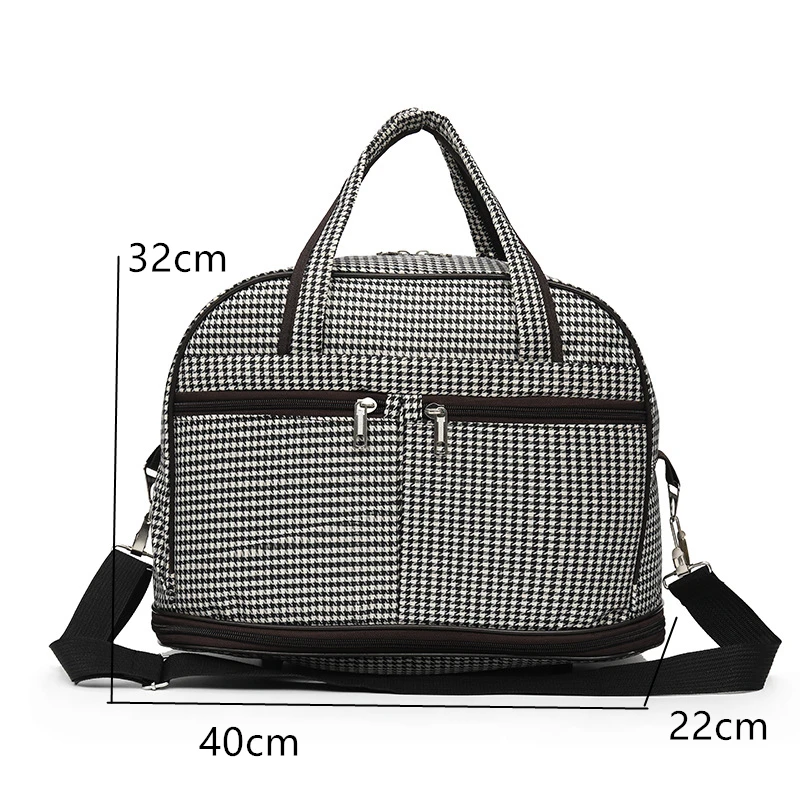 Waterproof Short Trip Travel Bags for Women Oxford Cloth Plaid Pattern Hand Luggage Fashion Crossbody Bags Portable Duffel bags