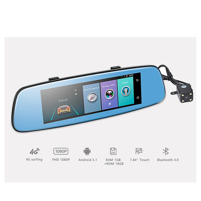

4G Car DVR 7.84" Touch ADAS Remote Monitor Rear view mirror with DVR and camera OnReal E06 Android Dual lens 1080P WIFI dashcam