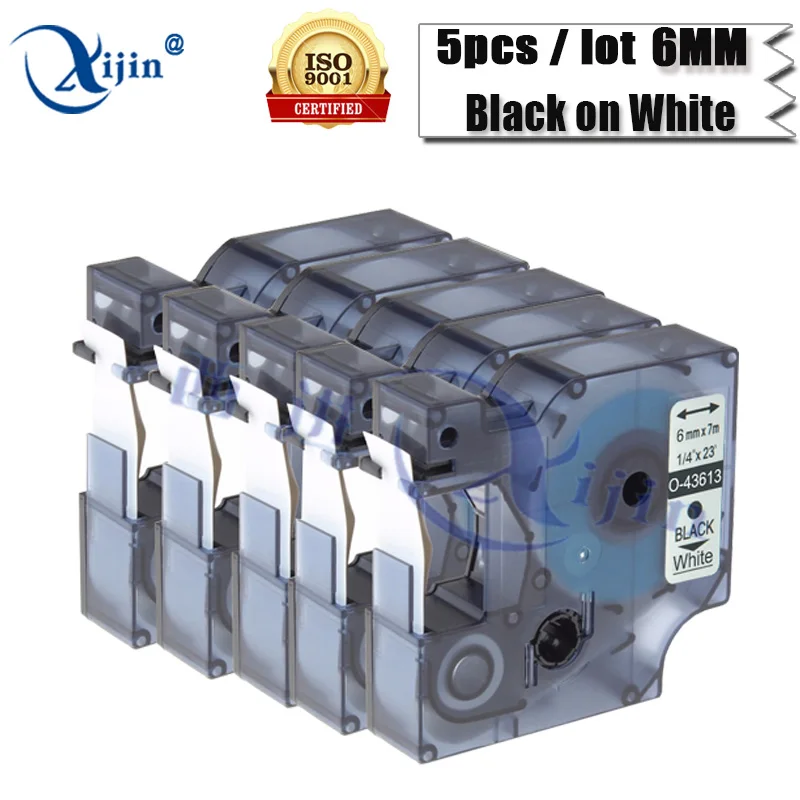 Xijin 5 шт./лот совместимый для DYMO D1 43613 Клейкие ленты кассеты принтер Dymo этикетки 6 мм