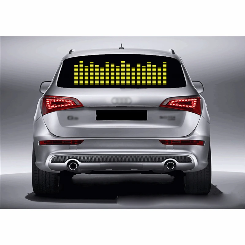 Adesivo de Carro Vermelha com Amarelo Duu 90 25 cm Música Rhythm Led Flash Lamp Som Ativado Equalizer Rhythm Carro Luz Azul Verde 6 por som vermelho com amarelo azul verde
