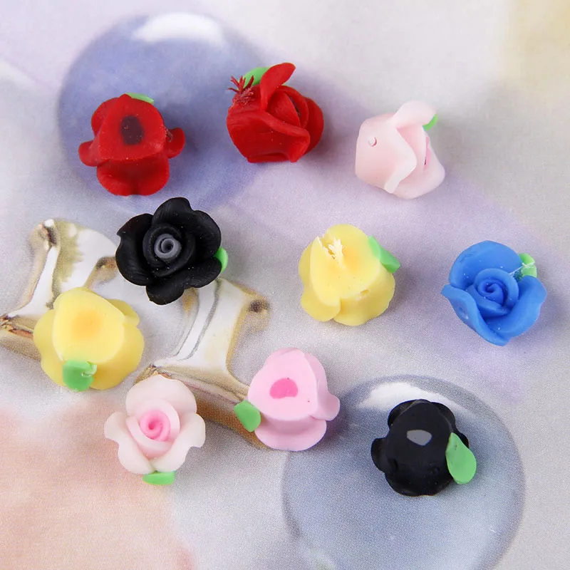 10 мм 10 шт. каваи мягкая полимерная глина смешанные цвета 3D украшения розы украшения для ногтей Аксессуары для маникюра