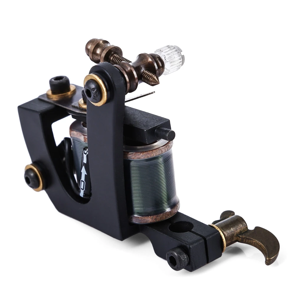 

High Strength Stable Working Speed Black Pig Iron 12 Wraps Coils High Rotating Speed Tattoo Machine Shader Guns Body Art