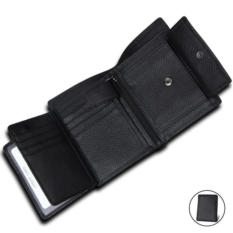 

Luxury Mens Wallets Genuine Leather Small Coin Purse Large Capacity Wallet Men Short Purse Male Card Holder Vallet Portomonee