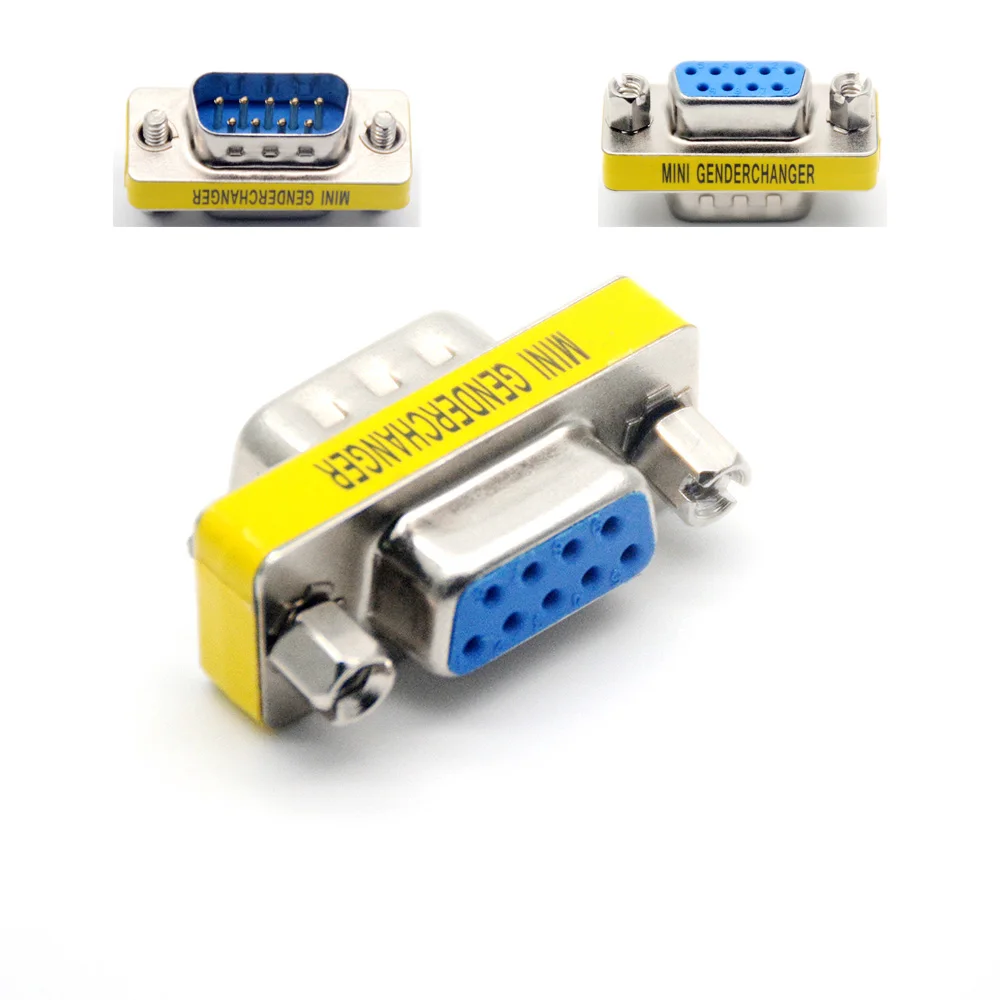 

High-quality DB9 9Pin Male To Female Mini Gender Changer Adapter RS232 Serial Connector D-Sub Connectors