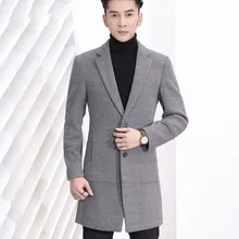 Зимнее мужское шерстяное пальто для работы в офисе, облегающее трикотажное длинное пальто с воротником с лацканами, Мужское пальто 3XL Manteau Homme