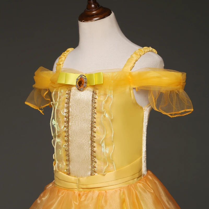 Платье принцессы Белла, платья для костюмированной вечеринки для девочек, детская праздничная одежда Спящей красавицы для девочек, Детский костюм с волшебной короной