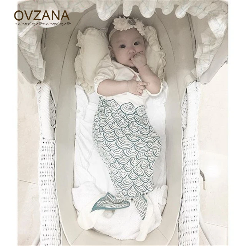 Cute Mermaid Tail Blanket for Newborns Baby Swaddle Wrap Soft Infant