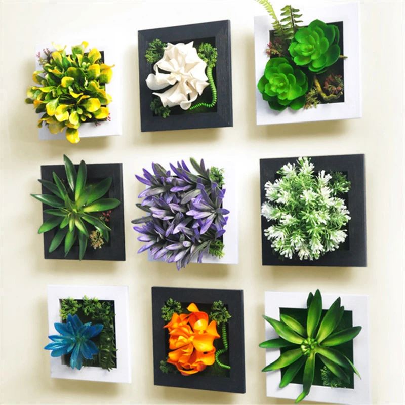 牧歌的なホームデコレーション多肉植物三次元壁掛けシミュレーション花と壁掛けフレームメンバー Decorative Flower Designs Flower Decoration In Bedroomflower Bed Decor Aliexpress