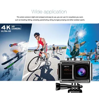 

2019 new N800-R HD 4k 2.4G Remote Wifi 170 degree wide angle Compatible external microphone waterproof 30M Sport Action camera