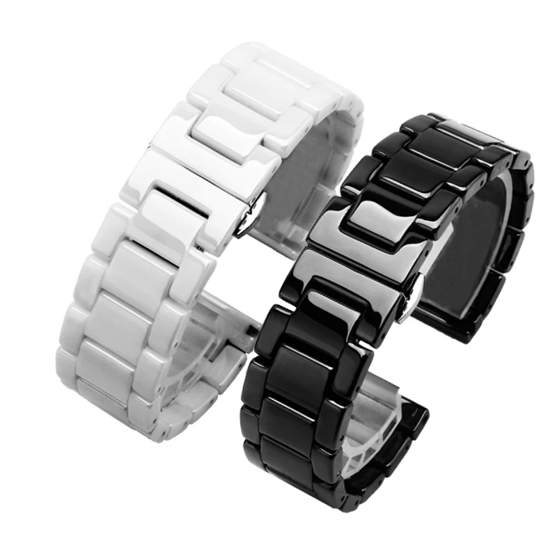 Goede Hoge Kwaliteit Keramische Horlogeband 14 15 16 17 18 19 20 21 22 Mm Zwart Wit Horloge Band Voor Mannen en Vrouwen Armband