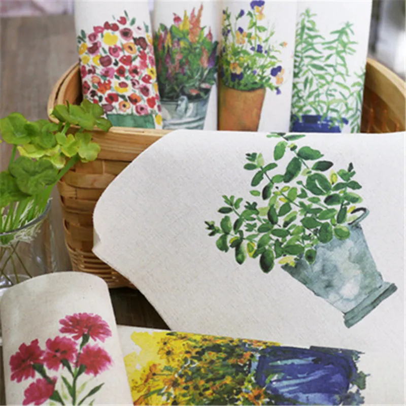 

Hand dyed 7 Design 20x20cm Cotton Linen Printed Quilt Fabric For DIY Sewing Patchwork Home Textile Decor Flowers series