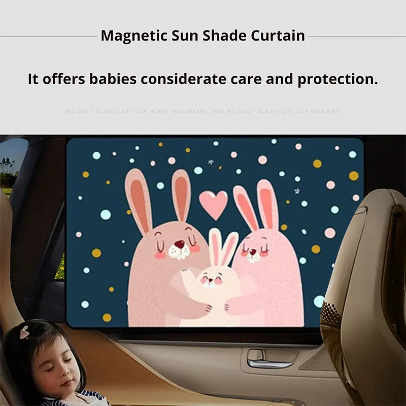 

Vehemo Front Side Window Car Curtain Car Sunshade Anti-UV Shade for Heat Proof Durable Children Sunscreen for Cartoon