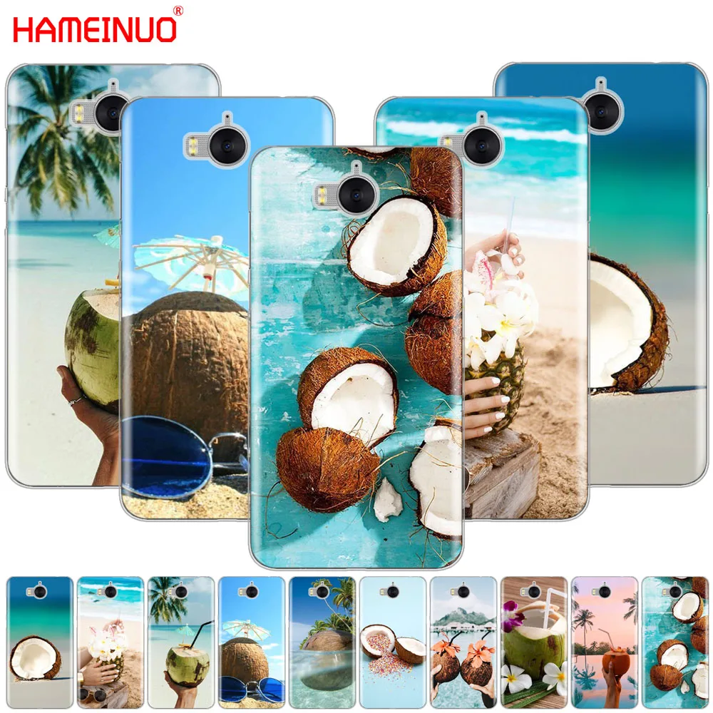 

HAMEINUO Coconut on the beach cell phone Cover Case for huawei honor 3C 4X 4C 5C 5X 6 7 Y3 Y6 Y5 2 II Y560 2017