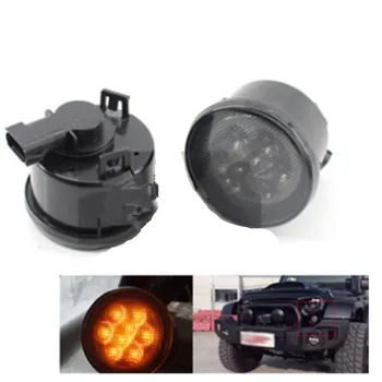 

for 2007-2015 Jeep Wrangler Smoke Lens Amber LED Front Turn Signal Light + Fender Side Marker Parking Lamp