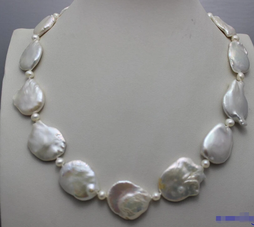 

FREE shipping>>>>>>white Coin-shaped fresh water pearl necklace 17INCH 6.07