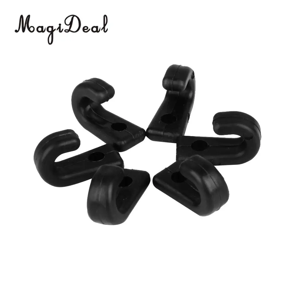 MagiDeal Hot Sale 6Pc Nylon Single Hole Lashing J-shaped Hook for Bungee Kayak Canoe Paddle Board Outfitting Rigging Replacement