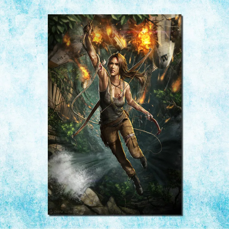 Tomb Raider Лара Крофт Искусство Шелковый Холст печати плакатов 13x20 24x36 дюймов новая игра стены картину дома номер(больше)-4 - Цвет: click